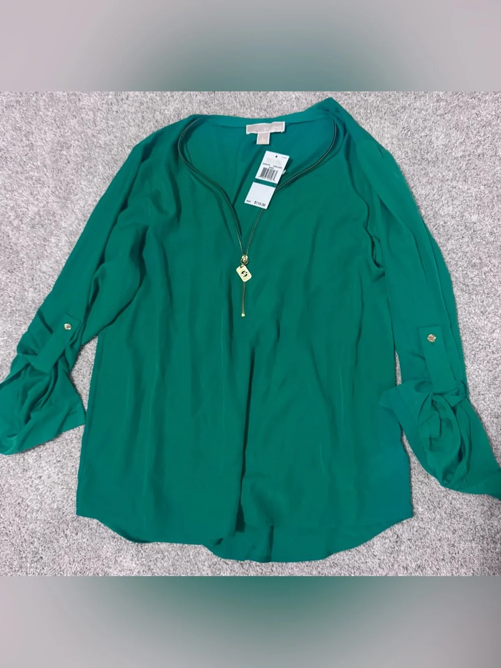 Michael Kors Emerald Green Zip-Front Tunic